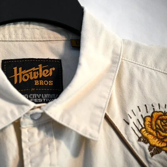 Howler Brothers ACL yellow rose short sleeve crosscut shirt L - Picture 3 of 6